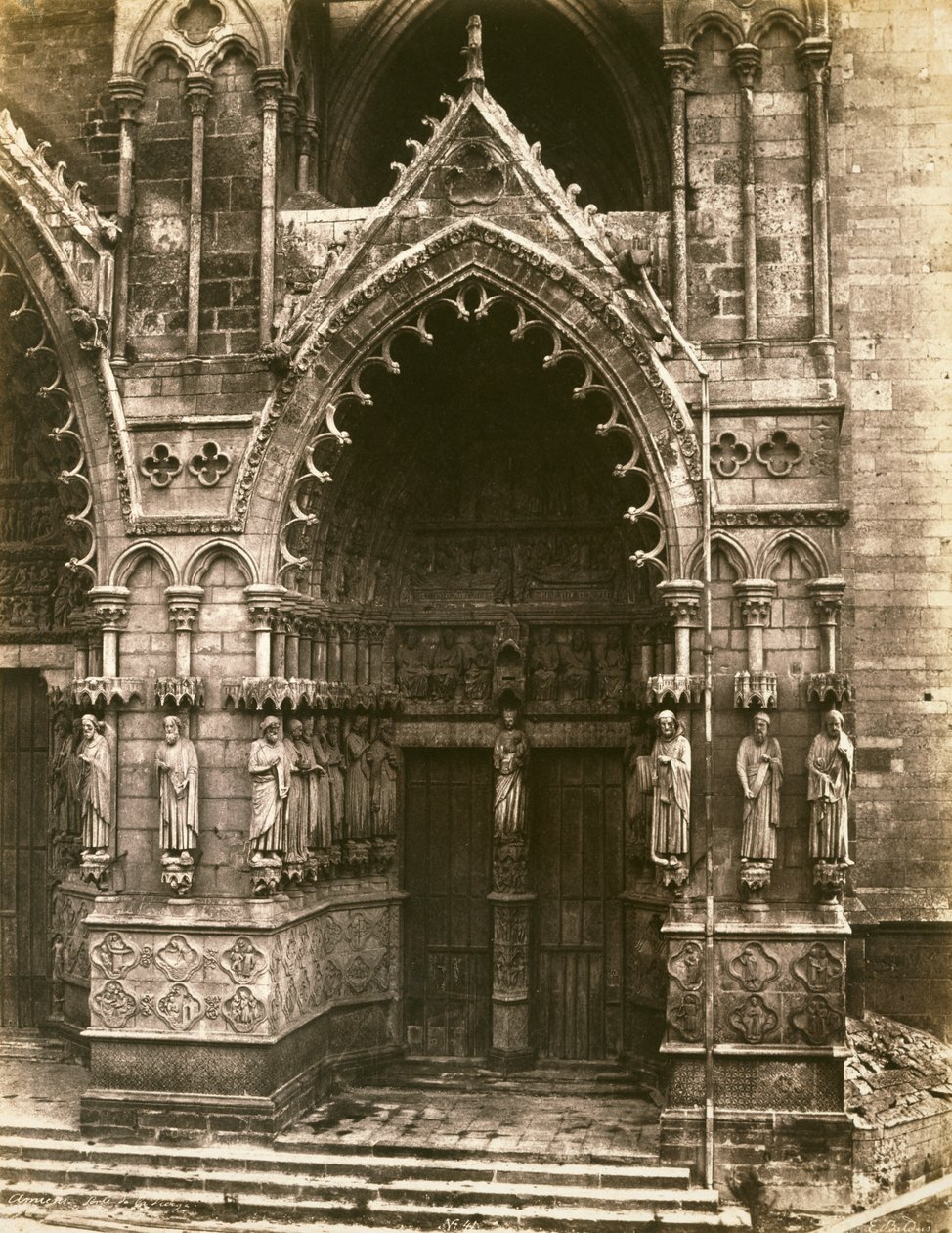 Porte de la Vierge, Amiens Kathedraal, ca. 1856 door Edouard Denis Baldus