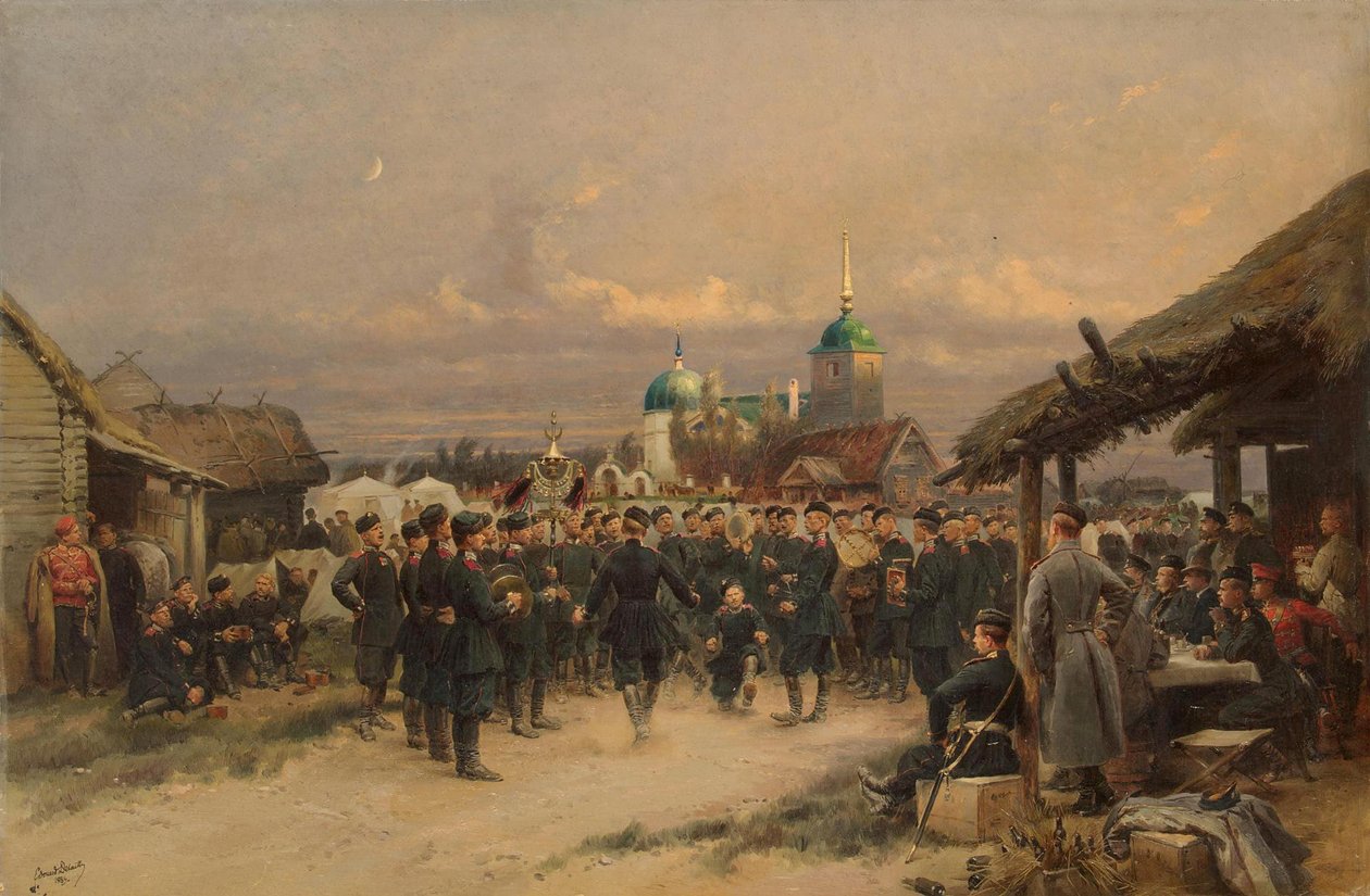 Zangers van het Life-Guards 4e Het Keizerlijke Familie Geweer Bataljon in Tsarskoye Selo, 1889 door Jean Baptiste Edouard Detaille