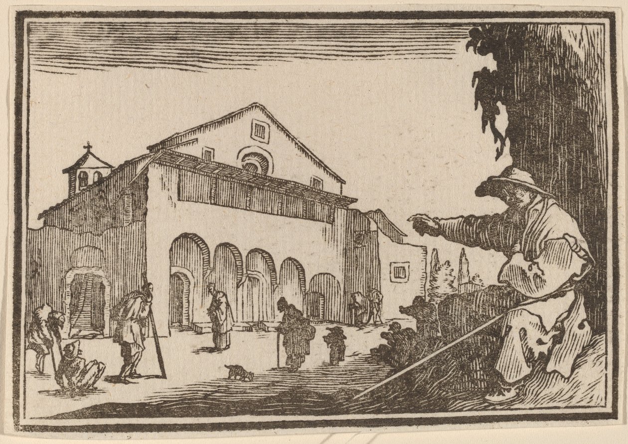 Armenhuis door Edouard Eckman after Jacques Callot