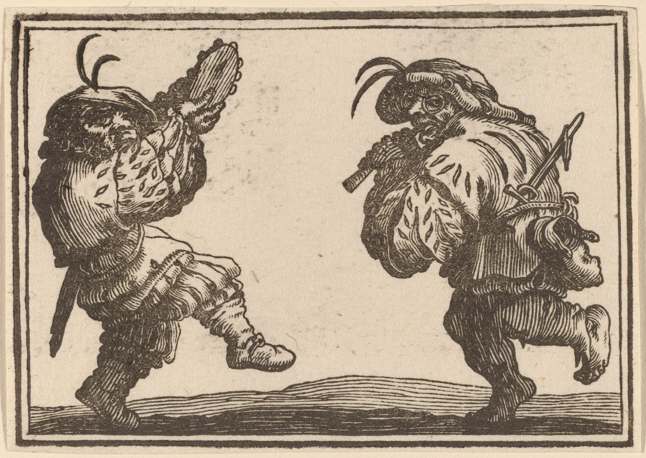 Dansers met fluit en tamboerijn door Edouard Eckman after Jacques Callot