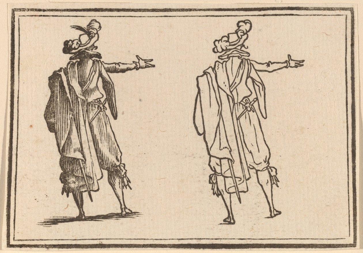Man van Achteren Gezien met Zijn Rechterarm Uitgestrekt door Edouard Eckman after Jacques Callot