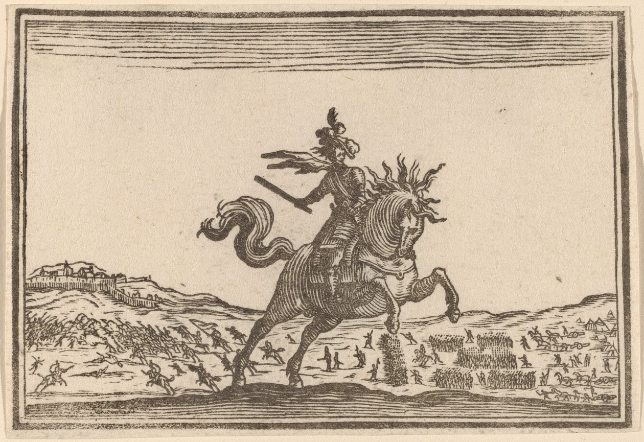 Militaire Commandant te Paard door Edouard Eckman after Jacques Callot