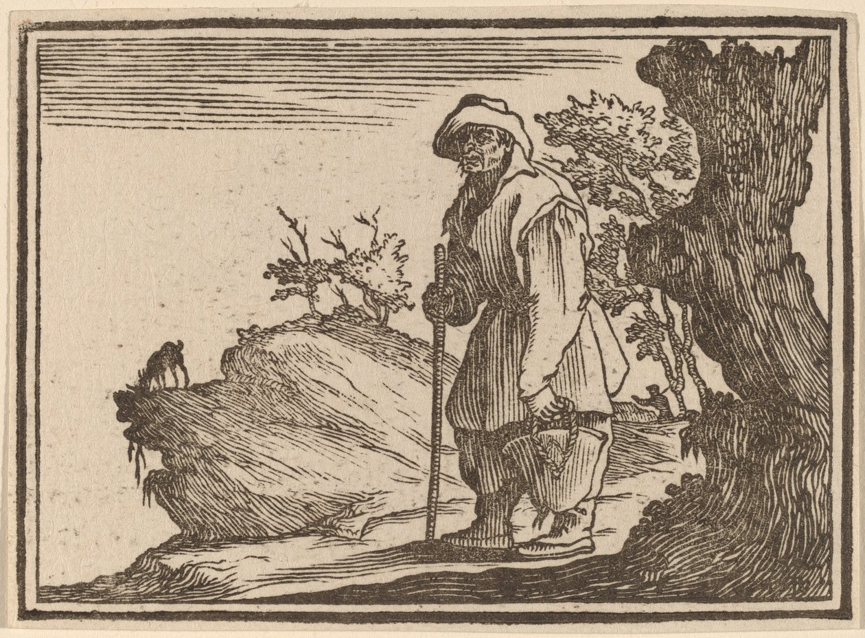 Boer met Zak door Edouard Eckman after Jacques Callot