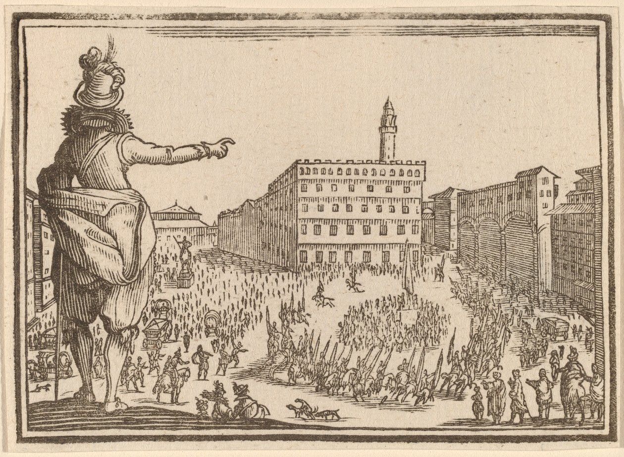 Piazza della Signoria, Florence door Edouard Eckman after Jacques Callot