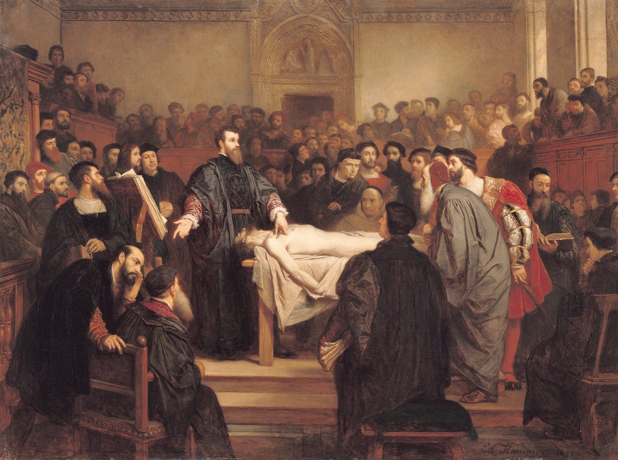 Andreas Vesalius (1514-64) in Padua, 1859 door Edouard Jean Conrad Hamman