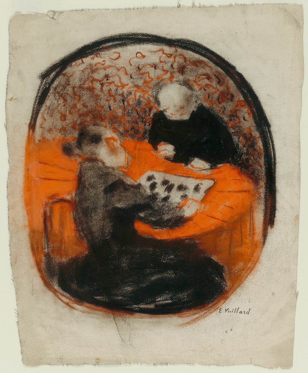 De moeder van de kunstenaar aan het dammen door Édouard Jean Vuillard