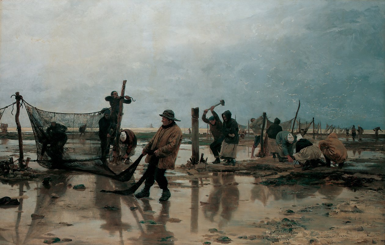 Netten vastmaken, 1885 door Edouard Joseph Dantan
