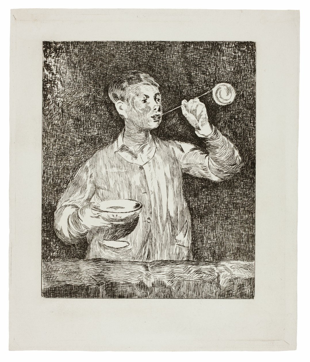 Jongen die zeepbellen blaast door Édouard Manet