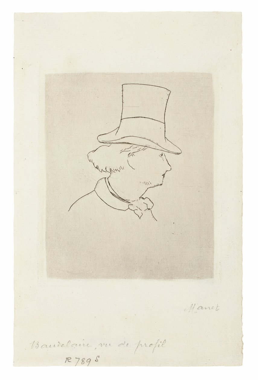 Charles Baudelaire, in profiel II door Édouard Manet