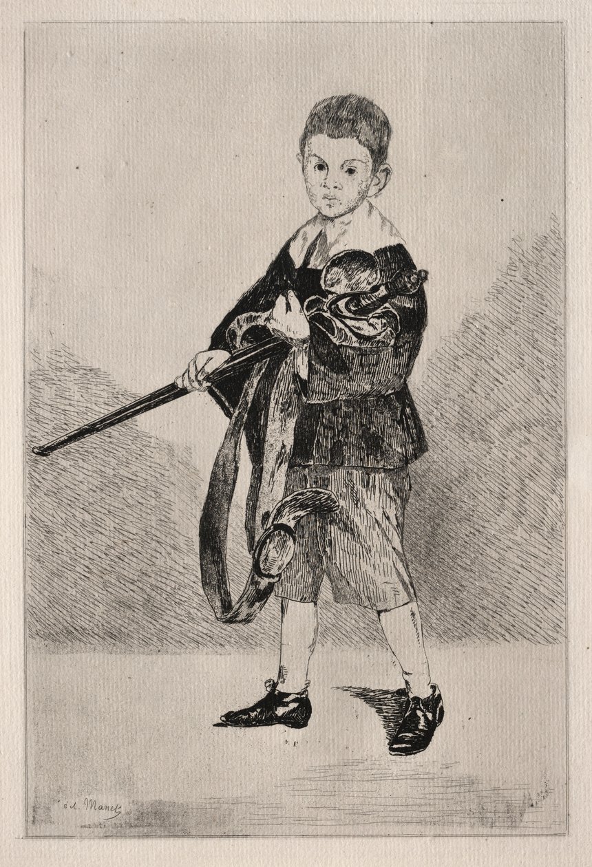 Kind met zwaard, naar links gedraaid door Édouard Manet
