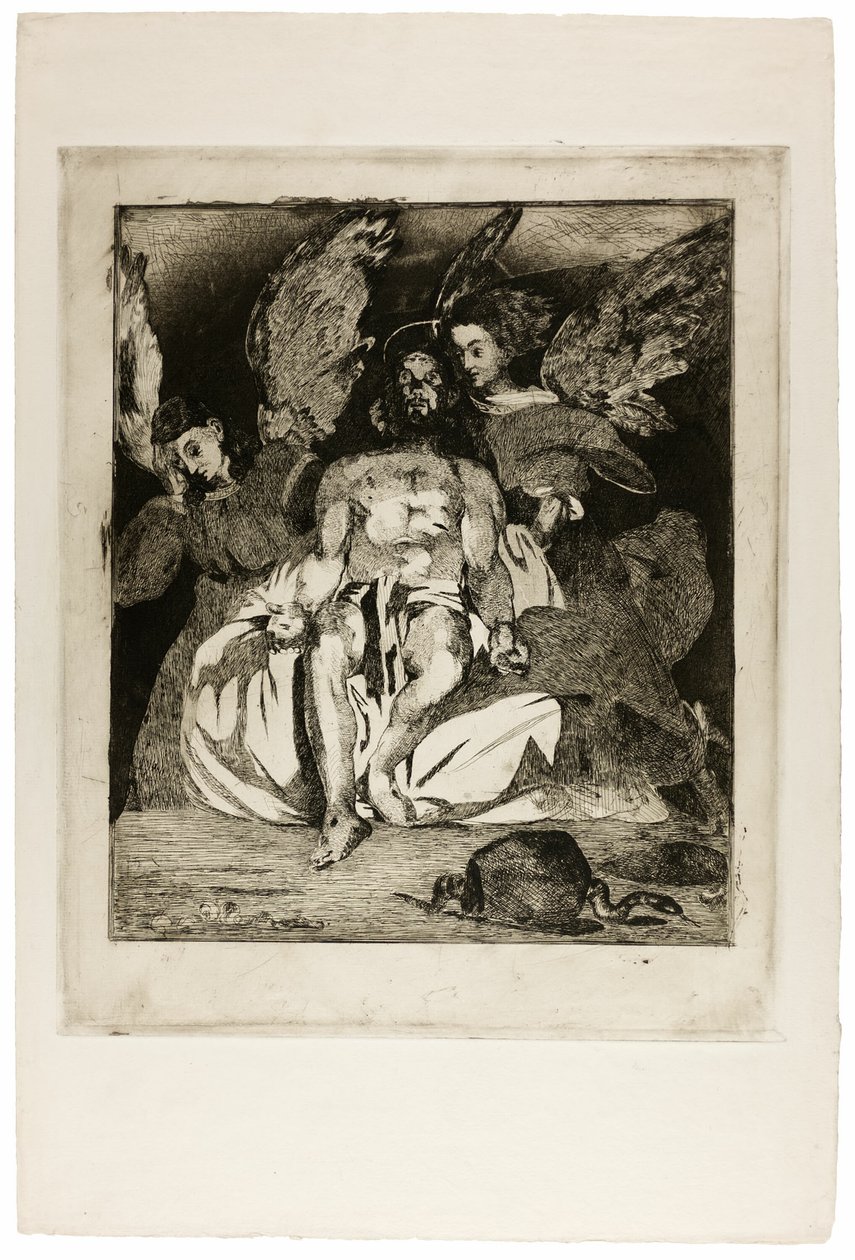 Dode Christus met engelen door Édouard Manet