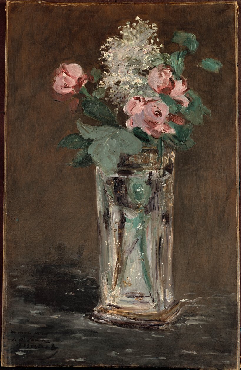 Bloemen in een kristallen vaas door Édouard Manet
