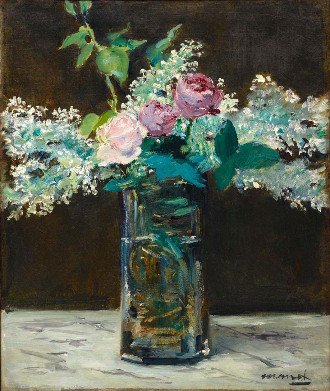 Frans: Vaas met witte seringen en rozen Vaas met witte seringen en rozen door Édouard Manet