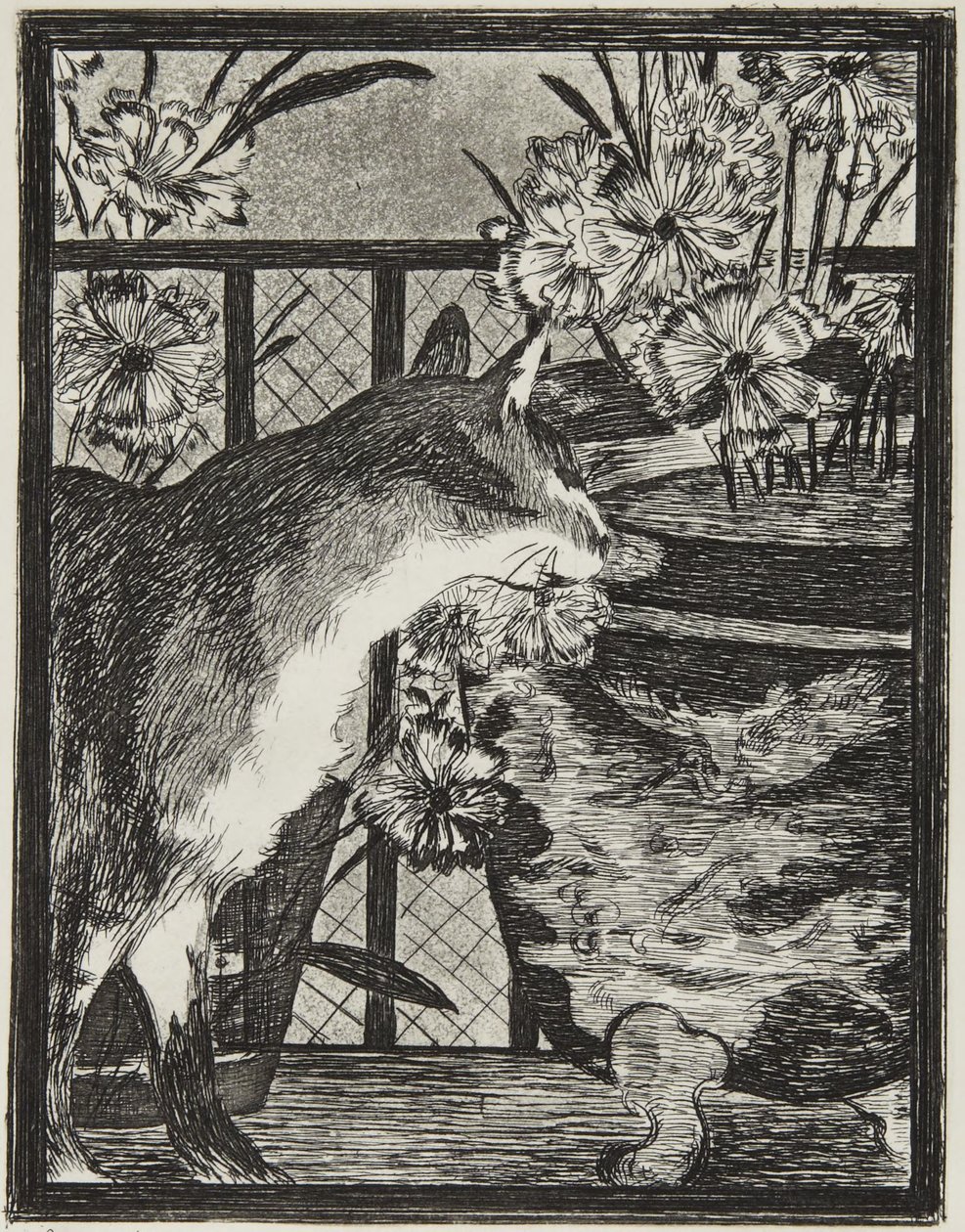 Le chat et les fleurs (De kat en de bloemen) door Édouard Manet