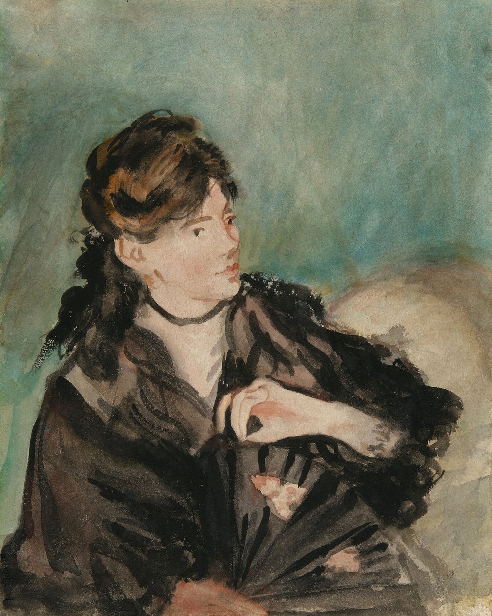 Manet - Portret van Berthe Morisot met een waaier, 1874 door Édouard Manet