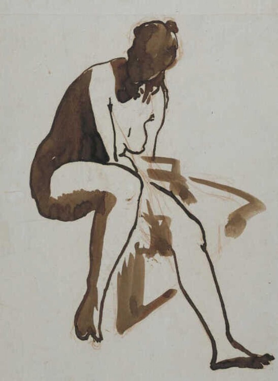 Manet - Zittende baadster, circa 1858 - 1860 door Édouard Manet