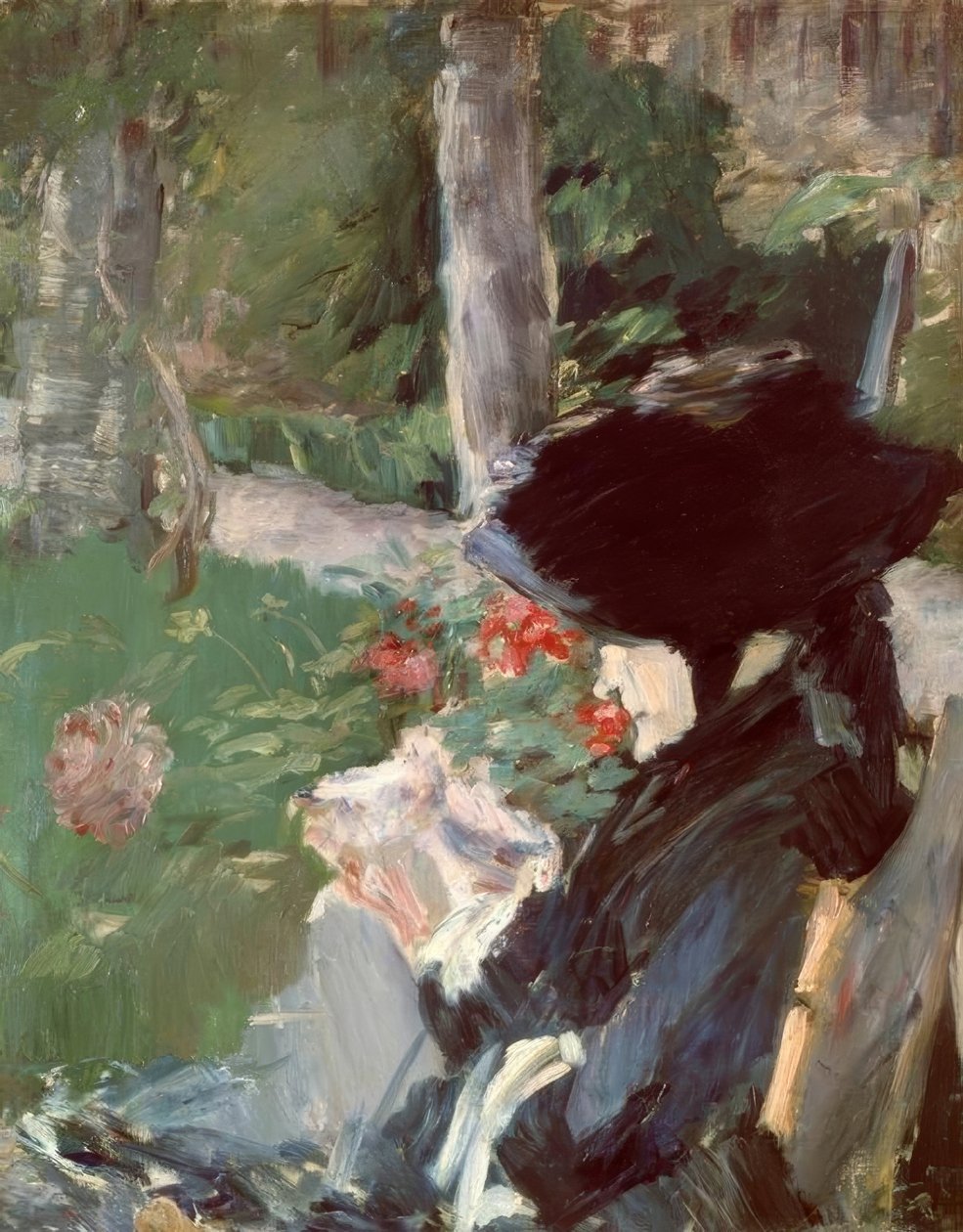 Mme Manet moeder in de tuin van Bellevue door Édouard Manet