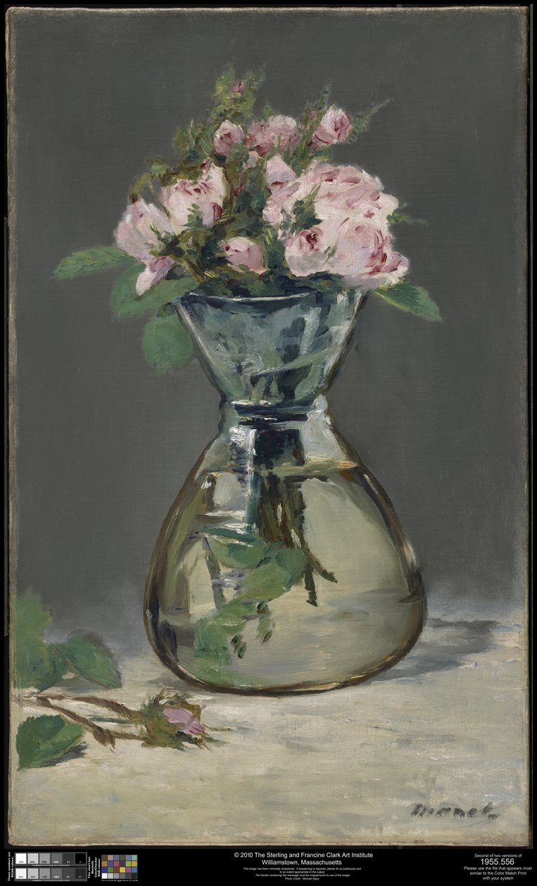 Mosrozen in een vaas door Édouard Manet