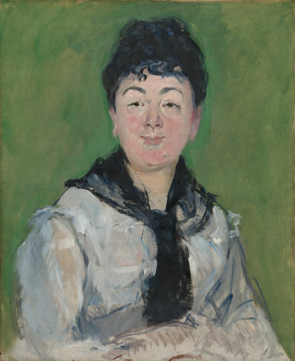 Portret van een vrouw met een zwarte fichu, ca. 1878 door Édouard Manet