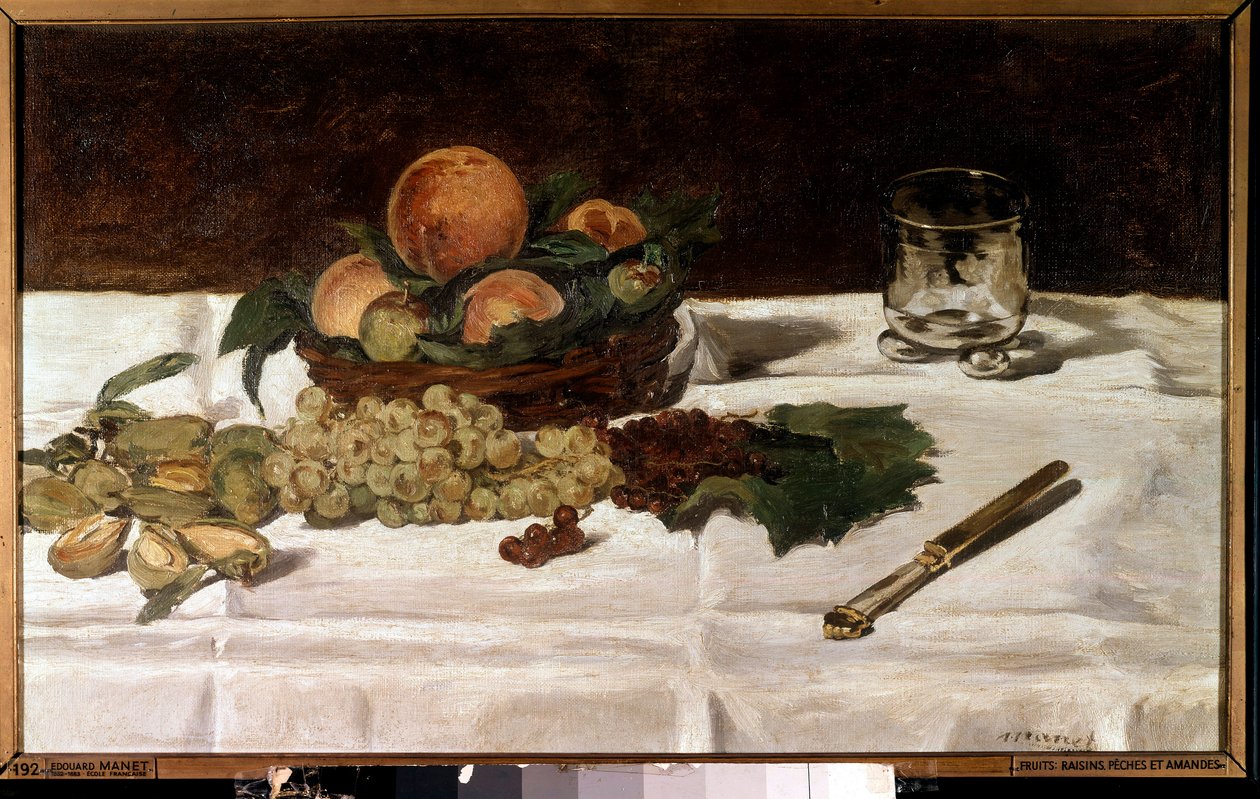 Stilleven, fruit op een tafel door Édouard Manet