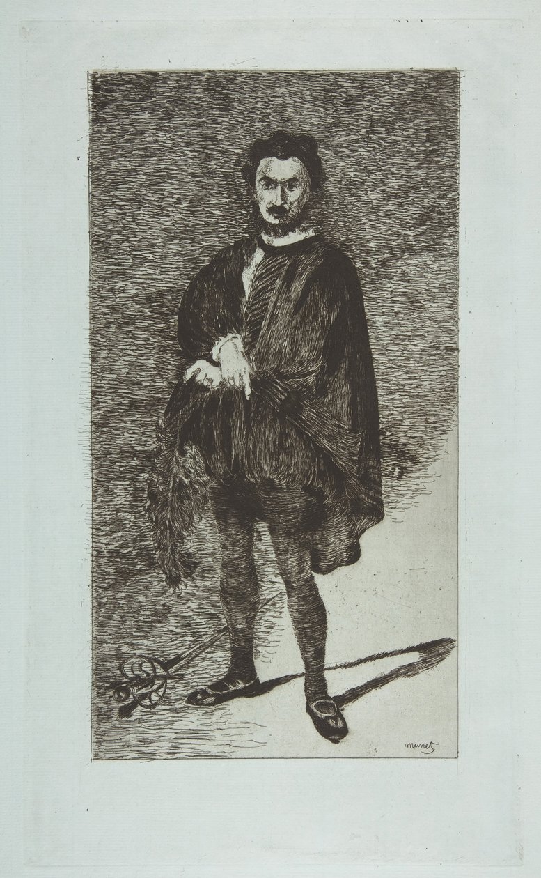 De Tragische Acteur: Rouvière in de Rol van Hamlet door Édouard Manet