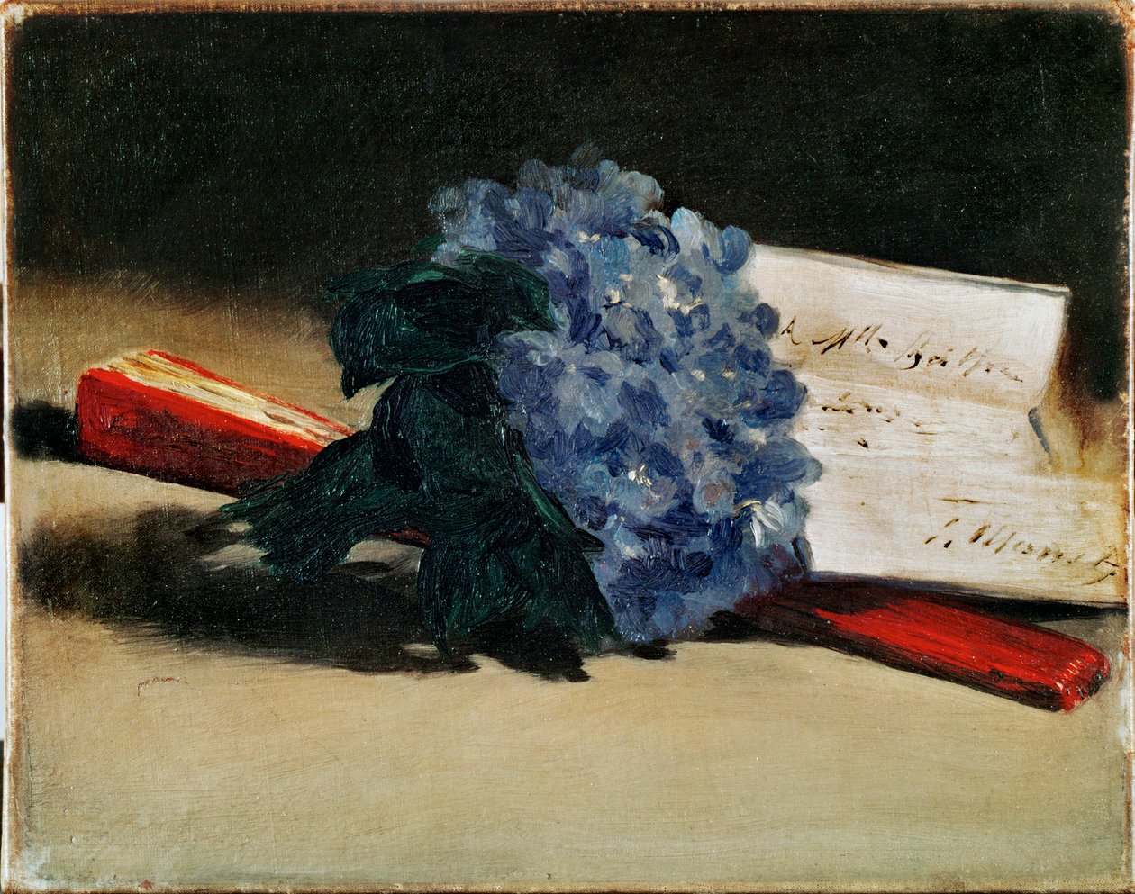 Het bosje viooltjes (olieverf op doek) door Edouard Manet