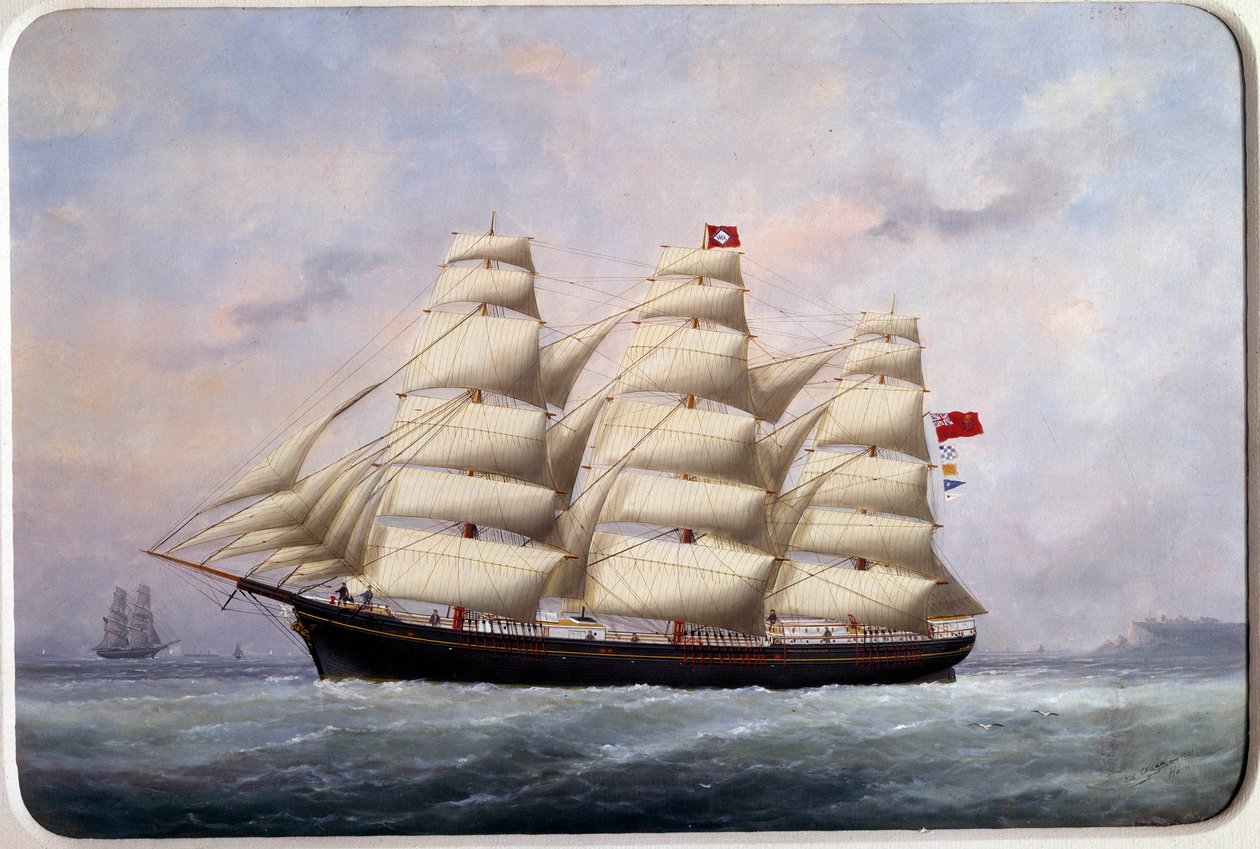 Het zeilschip William Lawrence. Aquarel door Edouard Adam (1847-1929) 1881. Parijs, Musee de la Marine door Edouard Marie Adam