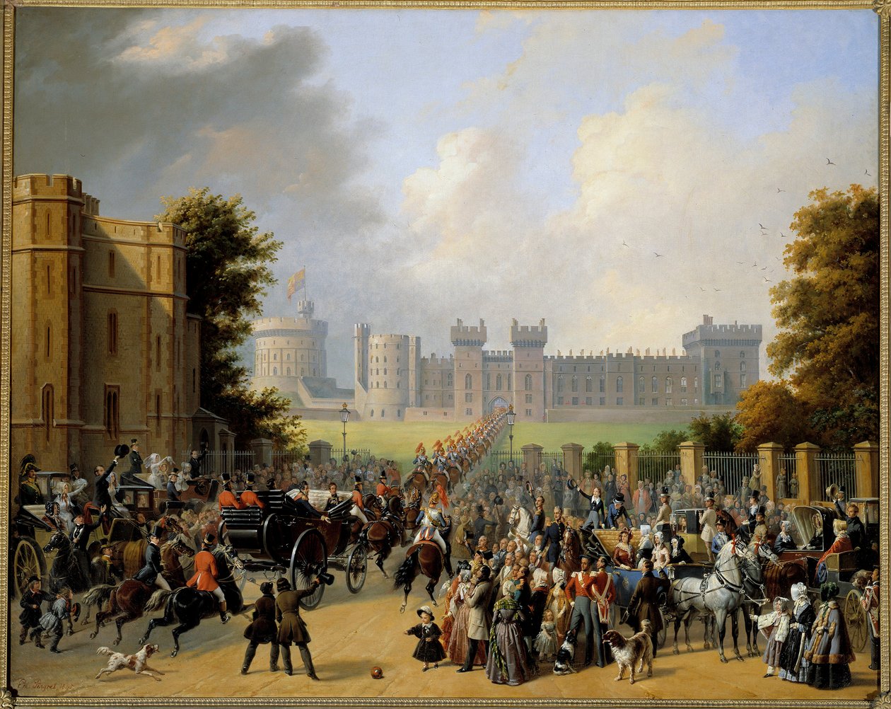 Aankomst van Lodewijk Filips I (1773-1850) bij het Kasteel van Windsor 8/10/1844 door Edouard Pingret