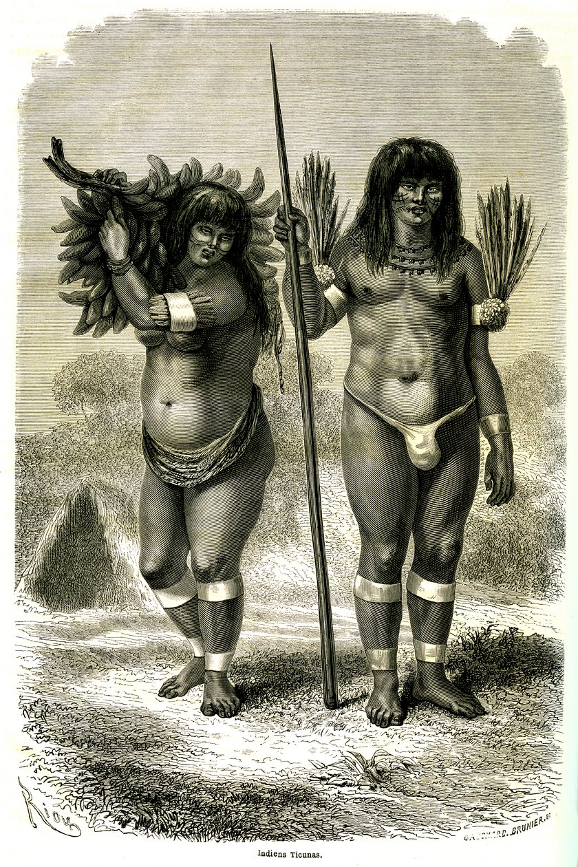 Koppel Ticuna Indianen uit Peru door Edouard Riou