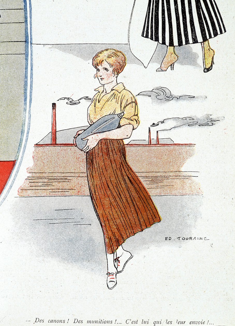 Vrouw die munitie maakt voor de oorlog 1914-1918. 