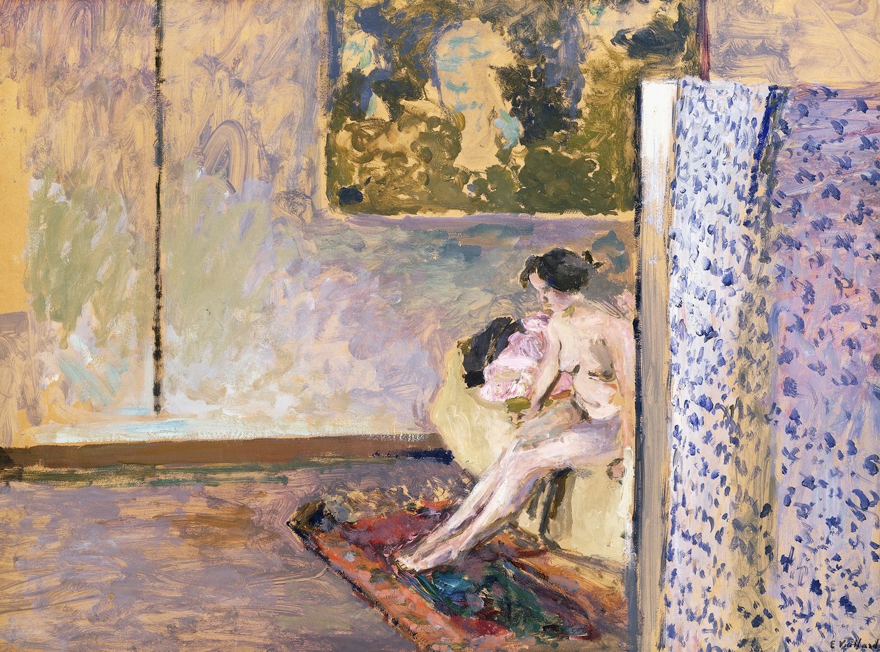 In Bonnards atelier op 60 Rue de Douai: Naakt bij een scherm door Edouard Vuillard