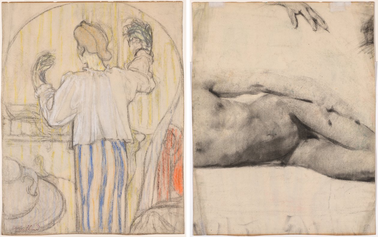 Voor de spiegel door Edouard Vuillard