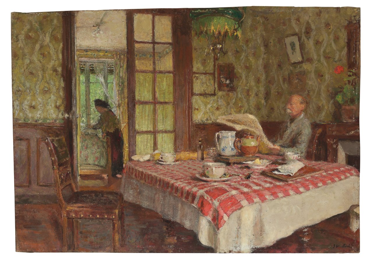 Lezen in de eetkamer, Vaucresson, 1924 door Edouard Vuillard