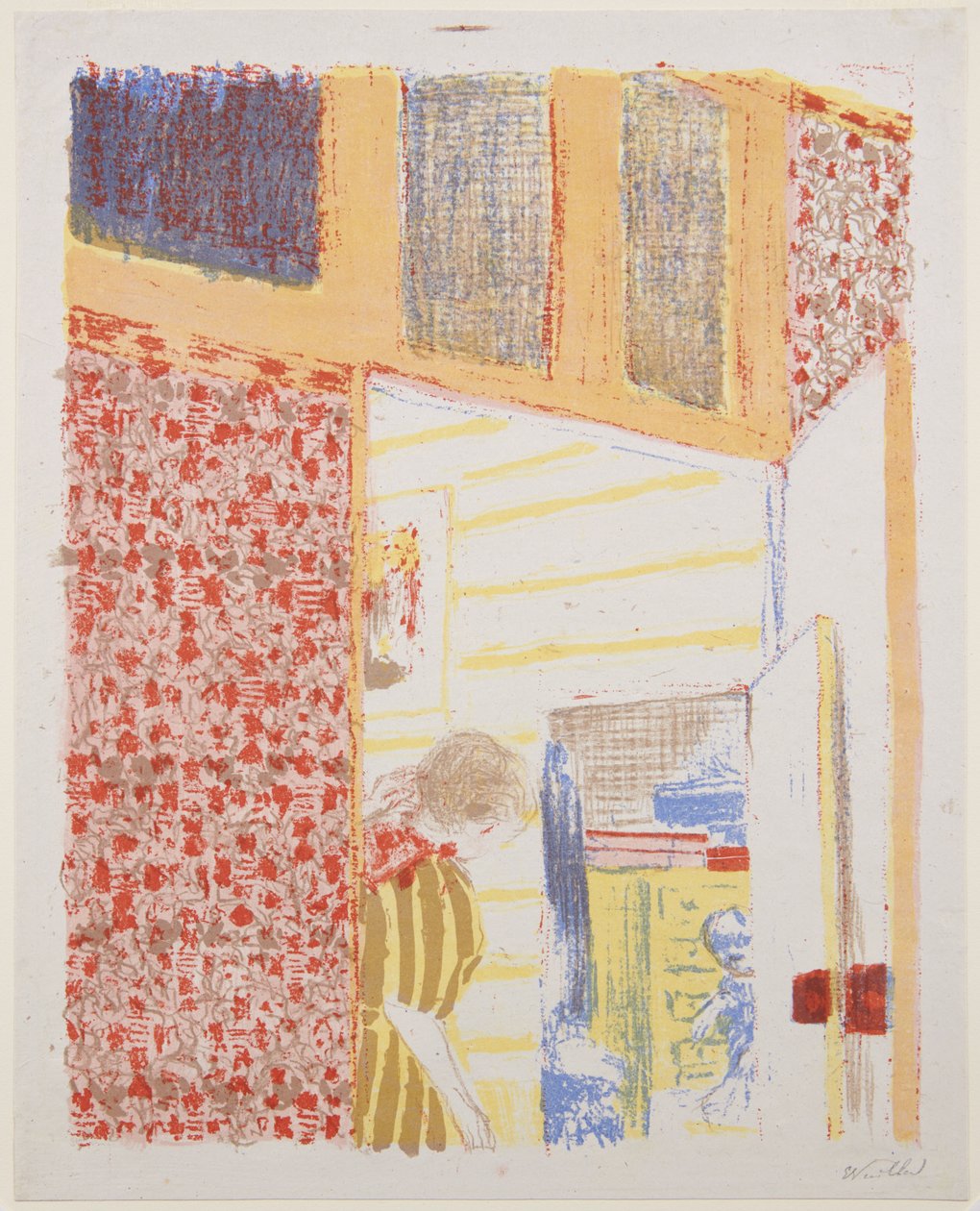 Landschaften und Innenräume: Innenraum mit rosa Tapete III door Edouard Vuillard