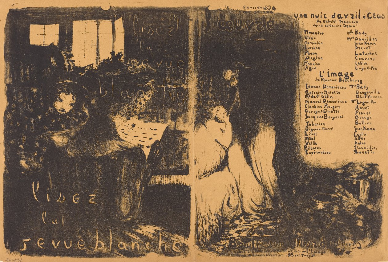 Lisez la revue blanche; Eine Nacht im April Ceos, Das Bild door Edouard Vuillard