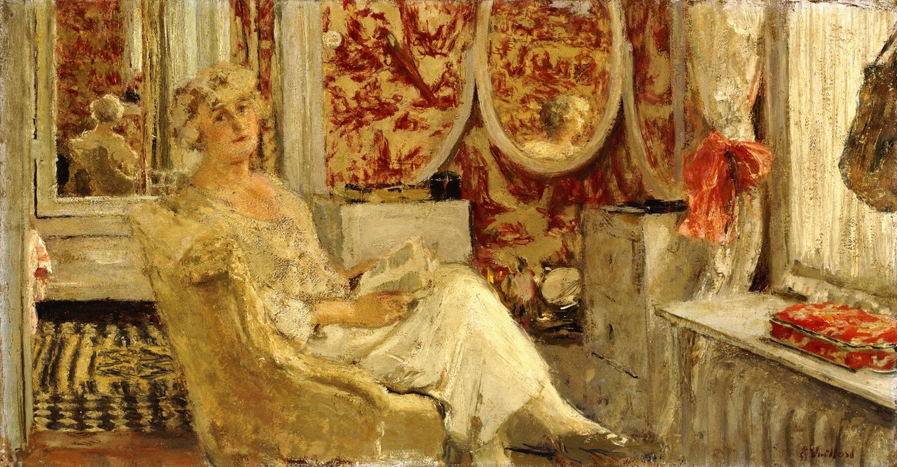 Lucy Hessel in het boudoir op het Cezanne-eigendom, Vaucresson, 1924 door Edouard Vuillard