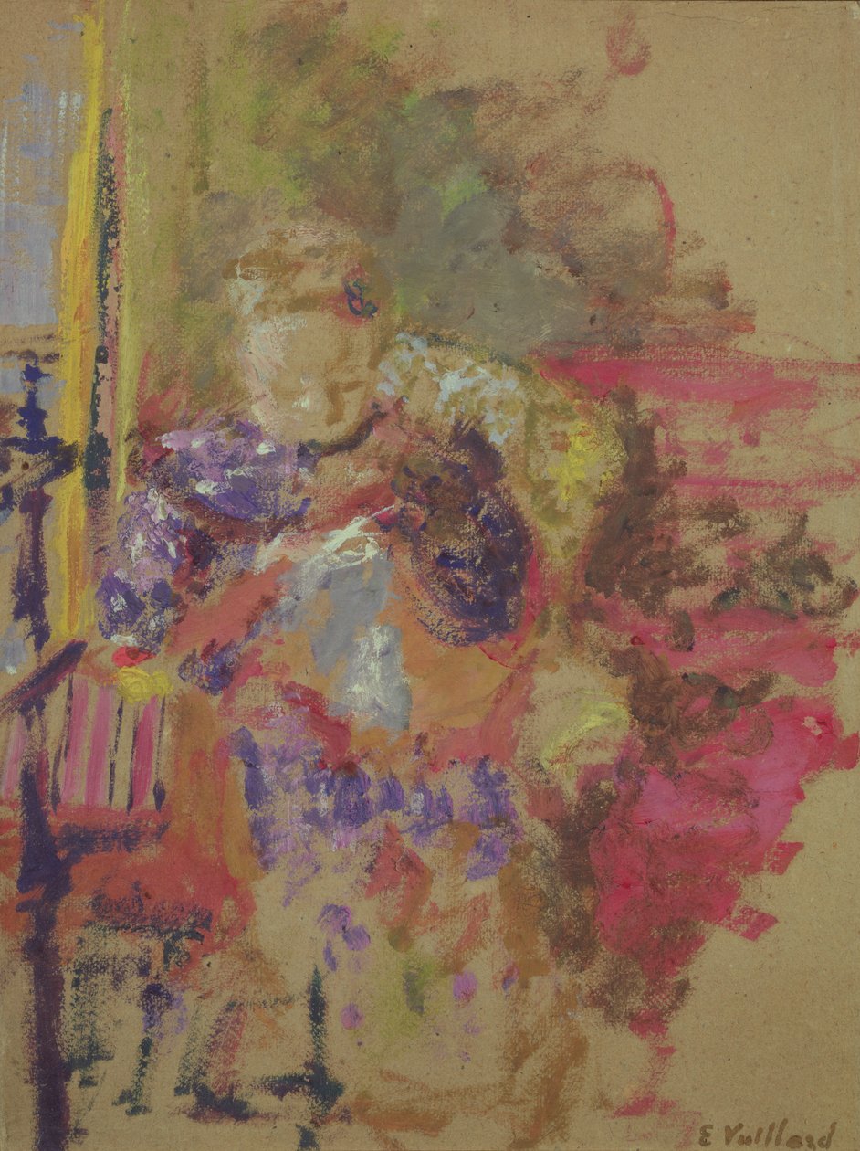 Madame Vuillard aan het naaien, ca. 1905 door Edouard Vuillard