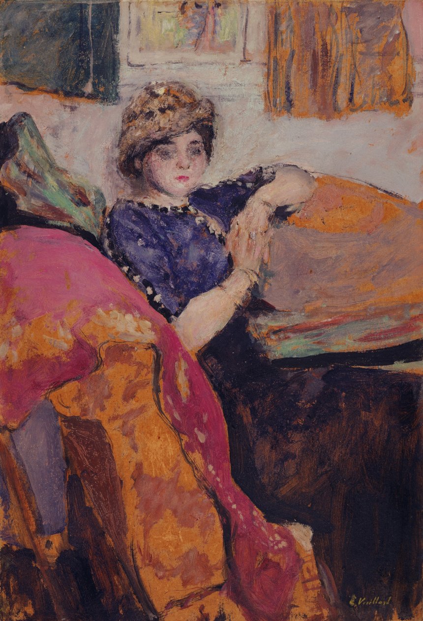 Mlle. Nathanson in het atelier van de kunstenaar, ca. 1912 door Edouard Vuillard