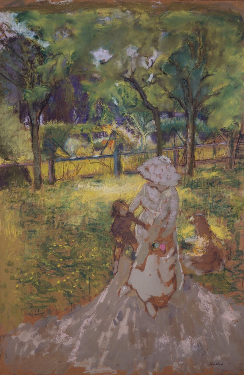 Moeder en kind in de tuin door Edouard Vuillard