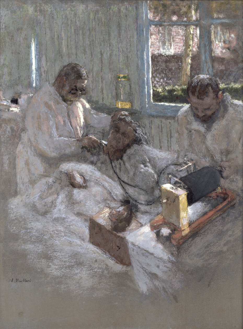 De cardioloog Henri Vaquez (1860-1936) en zijn assistent, dokter Parvu, in la Pitie, c.1918-21 door Edouard Vuillard