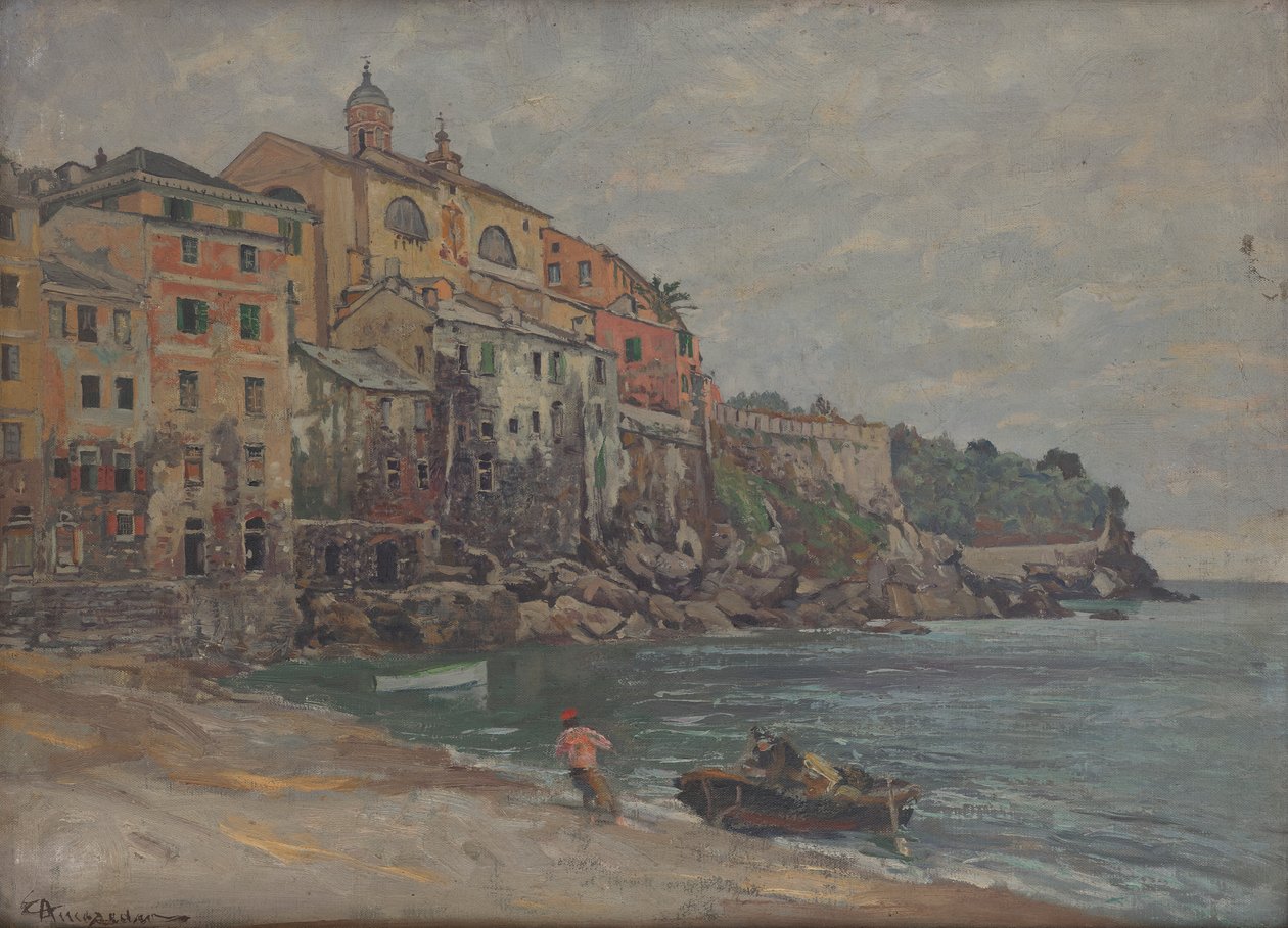 Italiaanse stad aan zee door Eduard Ameseder