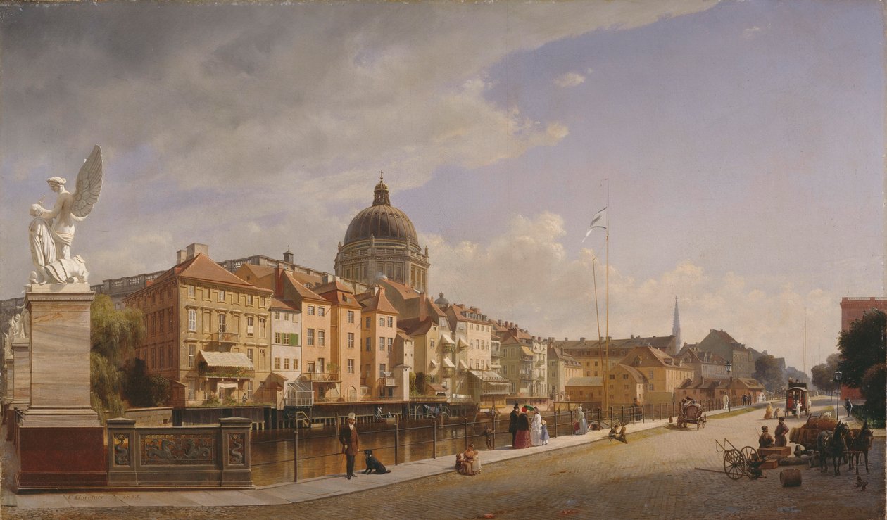 Achteraanzicht van de huizen aan de Schlossfreiheit door Eduard Gaertner