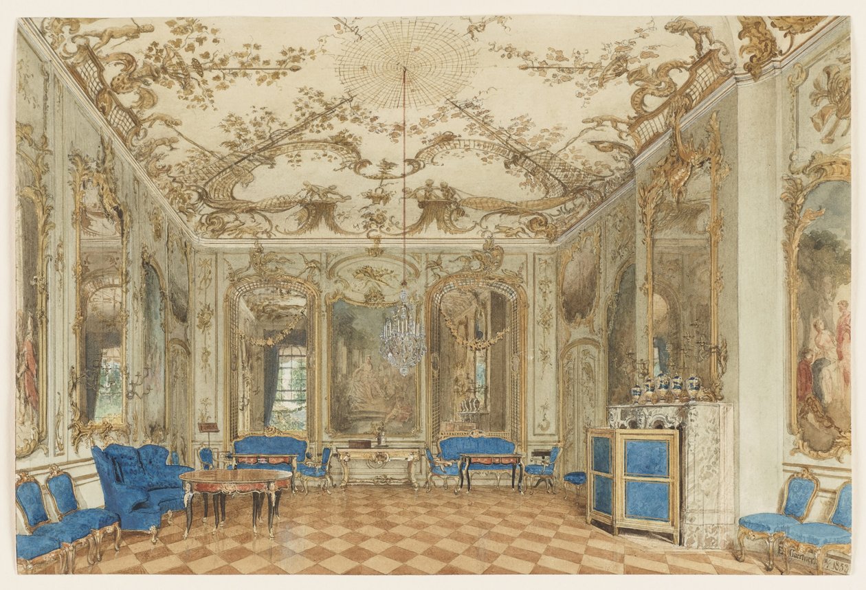 Concertzaal van het paleis Sanssouci, Potsdam, Duitsland door Eduard Gaertner