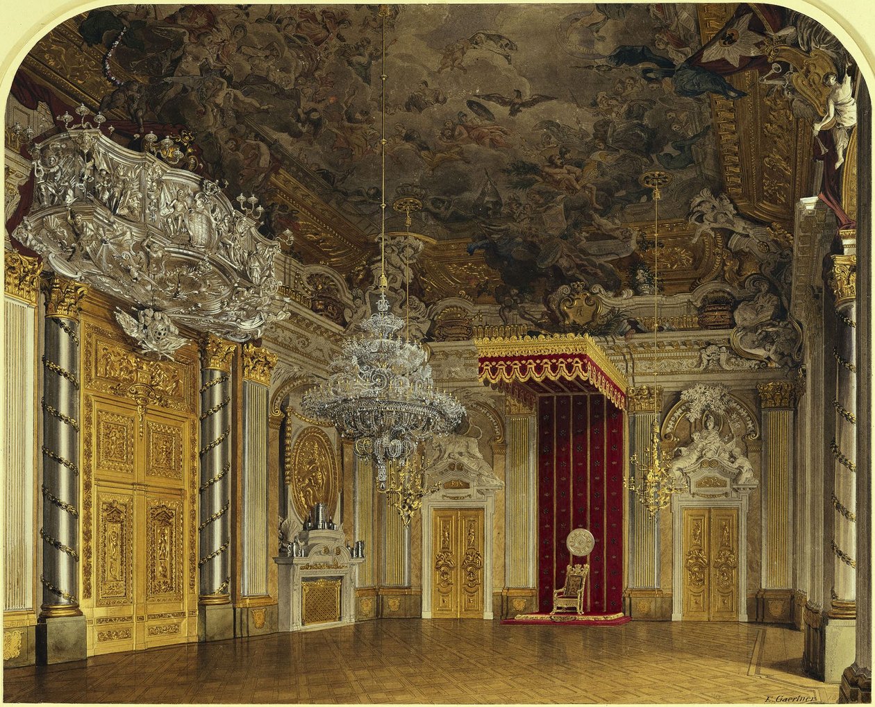 De ridderzaal in het Koninklijk Paleis in Berlijn door Eduard Gaertner