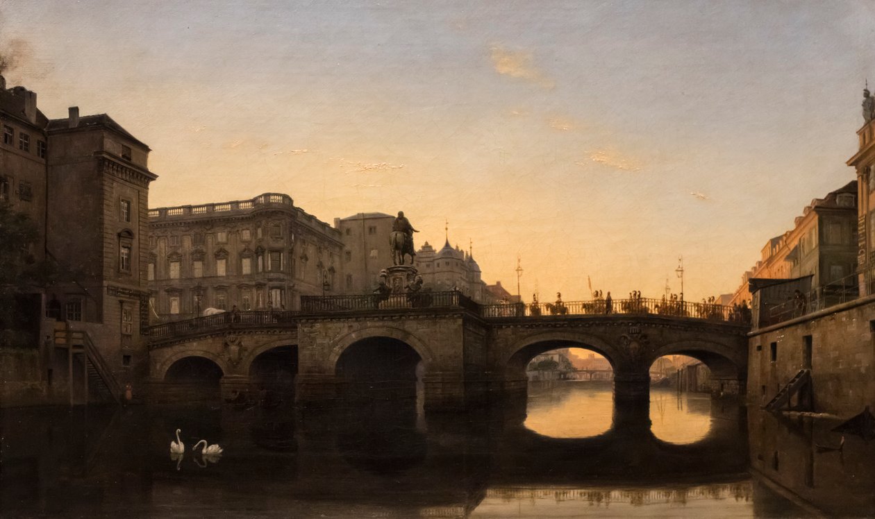 De Lange Brug in Berlijn door Eduard Gaertner