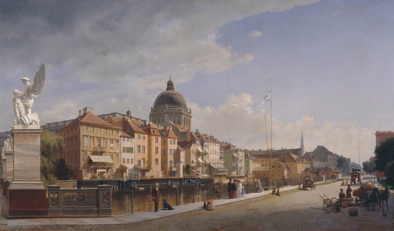 Achteraanzicht van de huizen aan de Schloßfreiheit door Eduard Gaertner