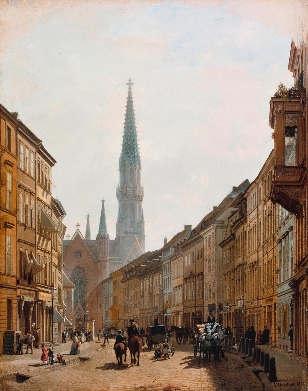 De Brüderstraße door Eduard Gaertner