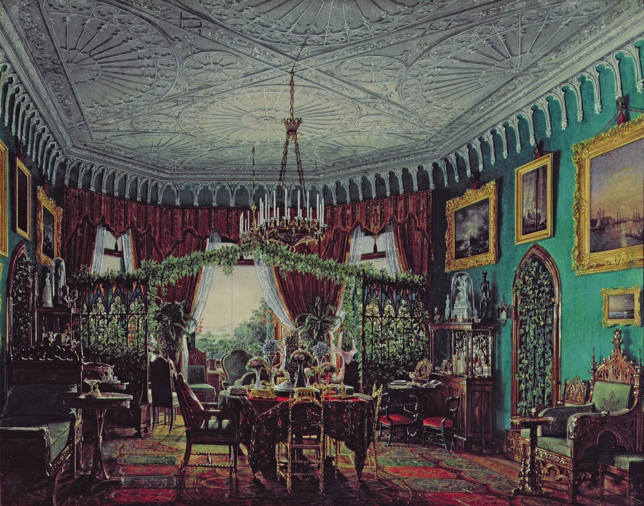 Salon van keizerin Alexandra Feodorovna (1798-1860) 1850s door Eduard Hau