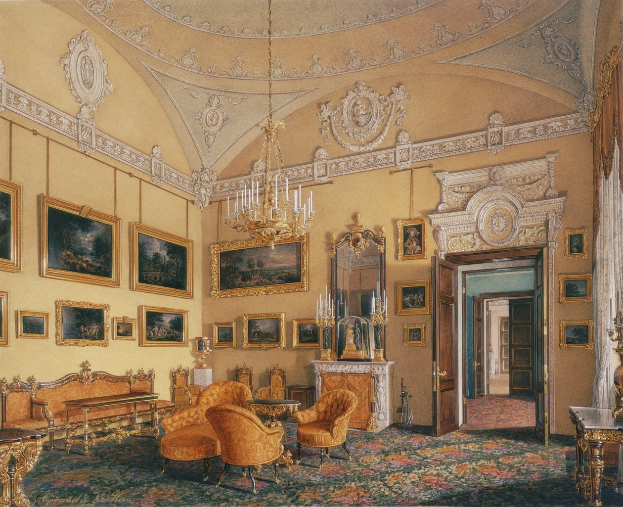 Interieurs van het Winterpaleis. Het eerste gereserveerde appartement. De salon van hertog Maximilian Le door Eduard Hau