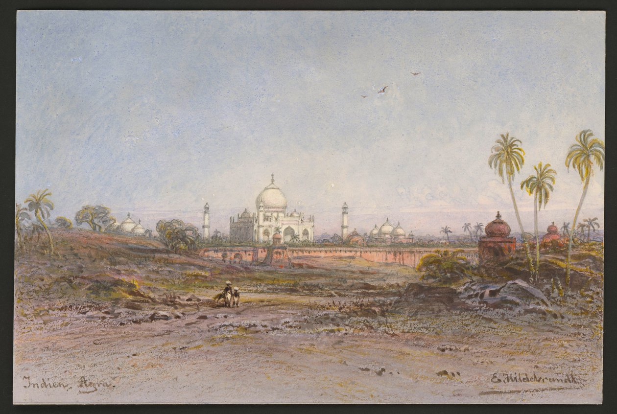 Uitzicht op Agra door Eduard Hildebrandt